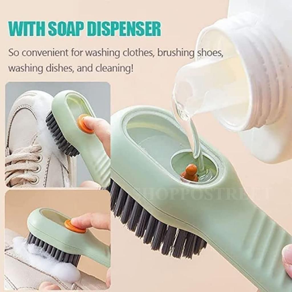 Multifunctional Scrubbing Brush With Handle | Scrubbing Reusable Washing Shoe Brush For Shoes Clothes Cleaning | Pack Of 2