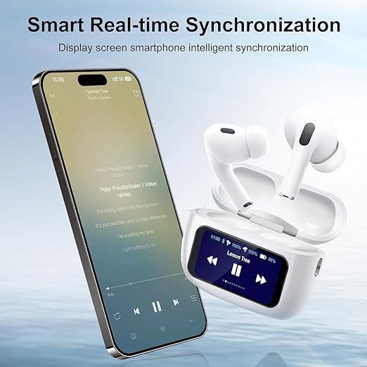 Smart Wireless Earbuds with LCD Touch Screen – Next-Gen Audio Experience 🎧🔥